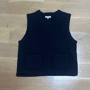 Navy Sleeveless Knit vest with patch Pockets